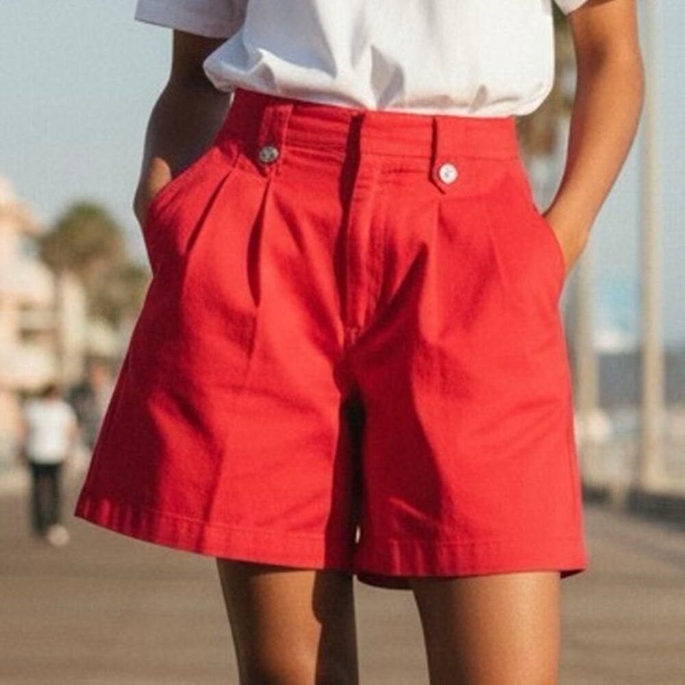 Hot Pink Y2K High-Waist Barbiecore Pleated Shorts Womens Sz 10 90s excellent